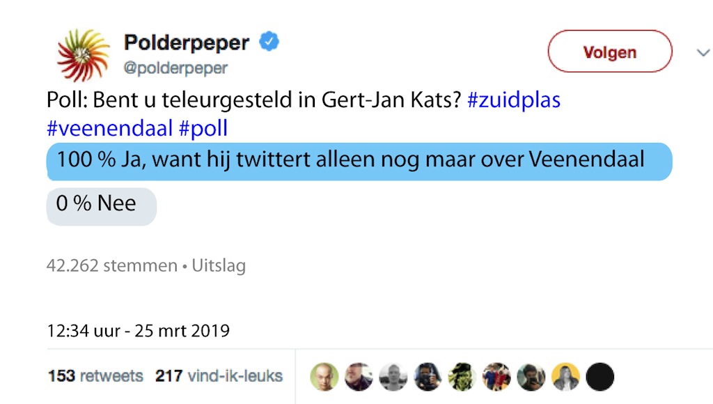 Lees meer over het artikel Zuidplas teleurgesteld in Gert-Jan Kats – ‘Hij twittert alleen nog maar over Veenendaal’